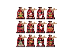 Conjunto De Sacolas De Xadrez De Natal, Sacolas De Algodão Com Cordão, Embalagem Para Doces Igvtrade (12 Sacolas 1014cm 12 Rótulos 10m Corda De Juta)
