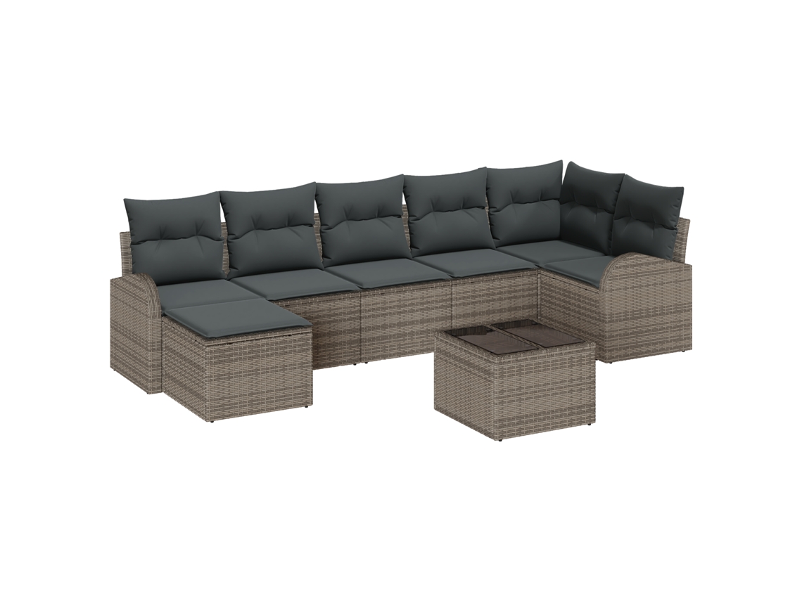 Conjunto 8 Conjunto De Sofá De Jardim Vidaxl Cinzento Vime Pe (289 X 124 X 85 Cm)
