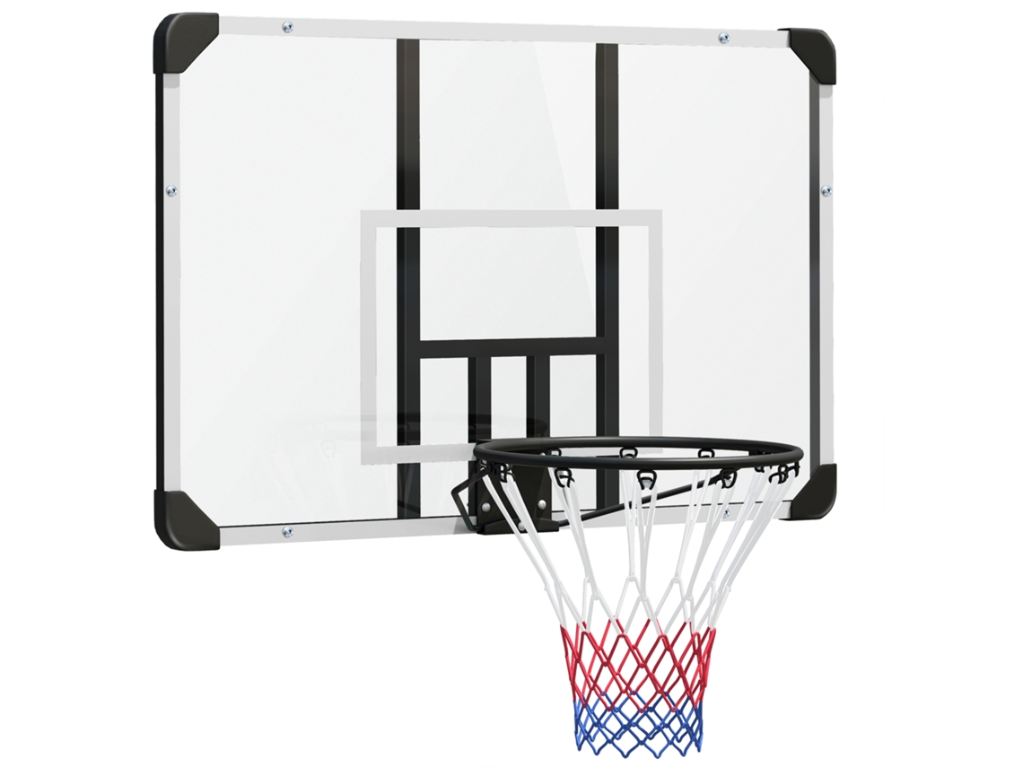 Cesto de basquete com tabela resistente a impactos, altura ajustável, interno e externo, estrutura de aço, preto