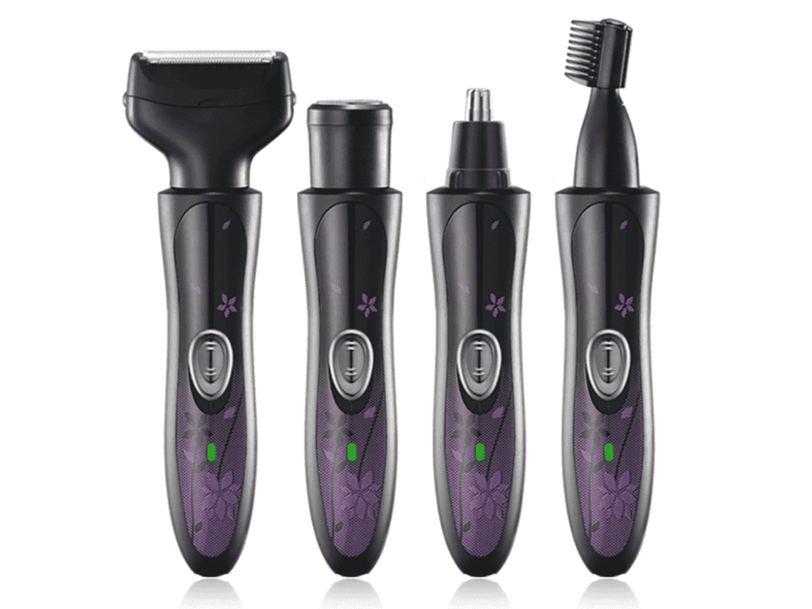 Aparador De Cabelo Chrui Barbeador Elétrico Feminino 4 Em 1 Para Rosto, Sobrancelhas E Púbis (preto)