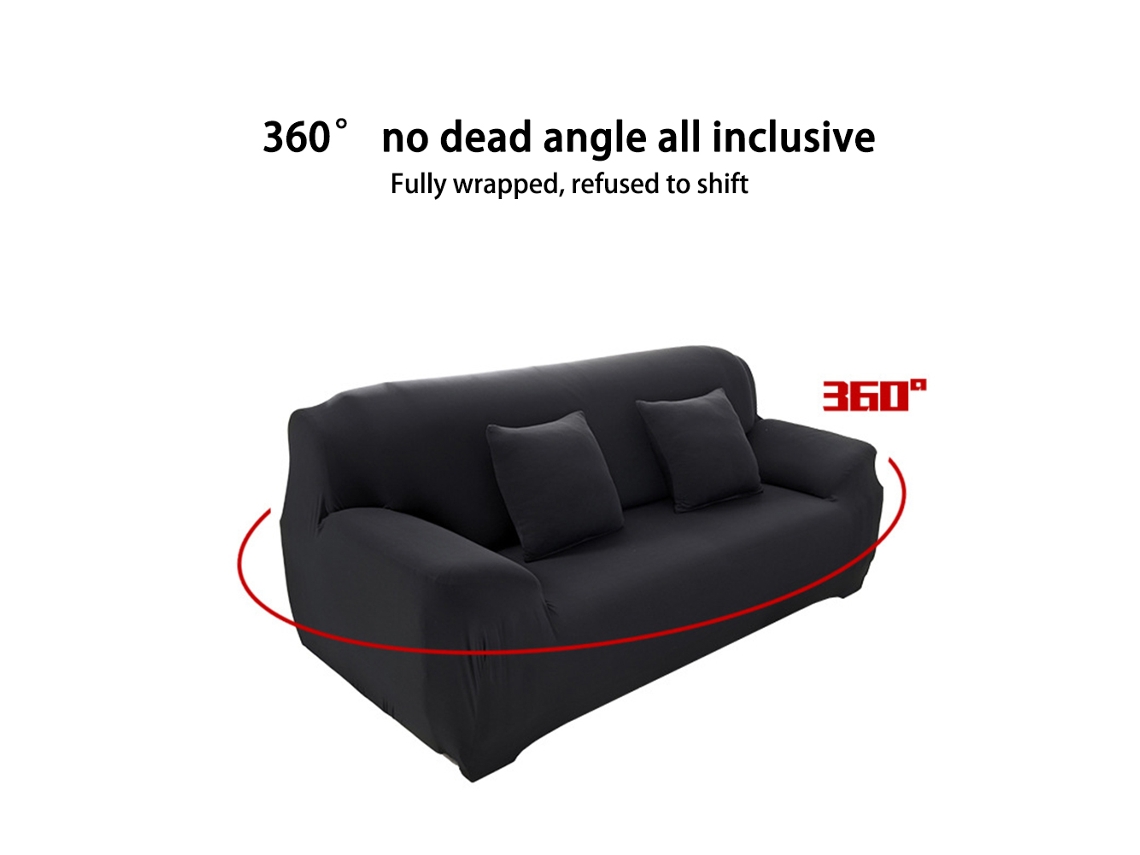 Solid Stretch Sofa Cover, Plain Black Grey Coffee, Full Wrap With Foam, Eoocoo