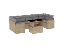 Conjunto de 8 Sofás para Jardim com Almofadões Vime Pe Bege MAISON EXCLUSIVE (8 pcs)