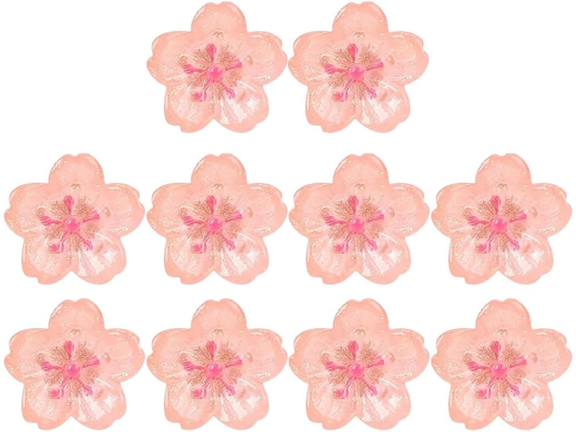 Tachinhas decorativas, resistentes, em formato de flor de cerejeira rosa, 10 unidades, design elegante para pinturas de parede.