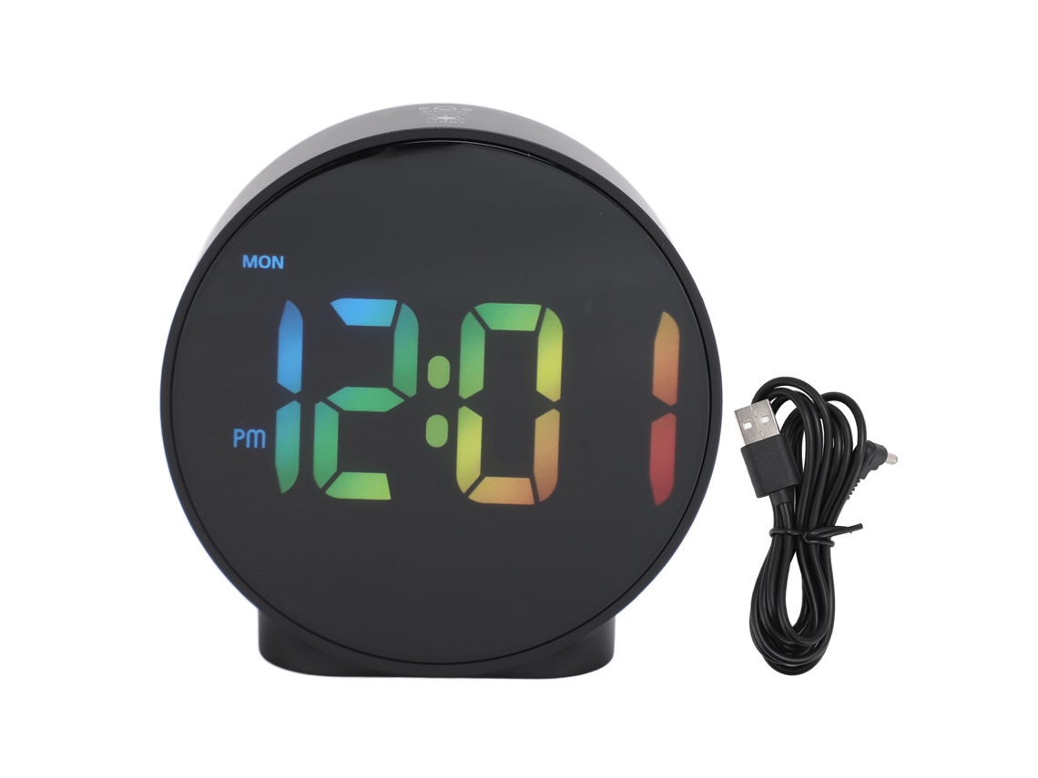 Relógio Despertador Led Digital 4 Polegadas Multifuncional 3 Níveis de Brilho Exibição 12/24h Preto | S/MARCA