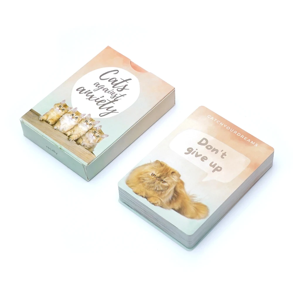Tarot Anti ansiedade com Tema de Gatos, 50 Cartas, um Presente com Tema de Gatos. MDUG