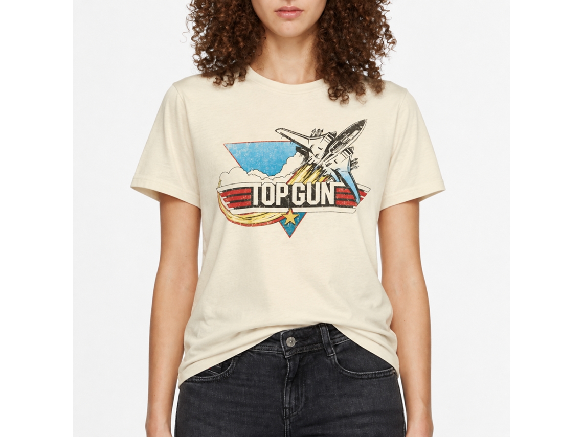 Rockinstone Top Gun Movie Fade Solid Natural Adult T-shirt Size:s