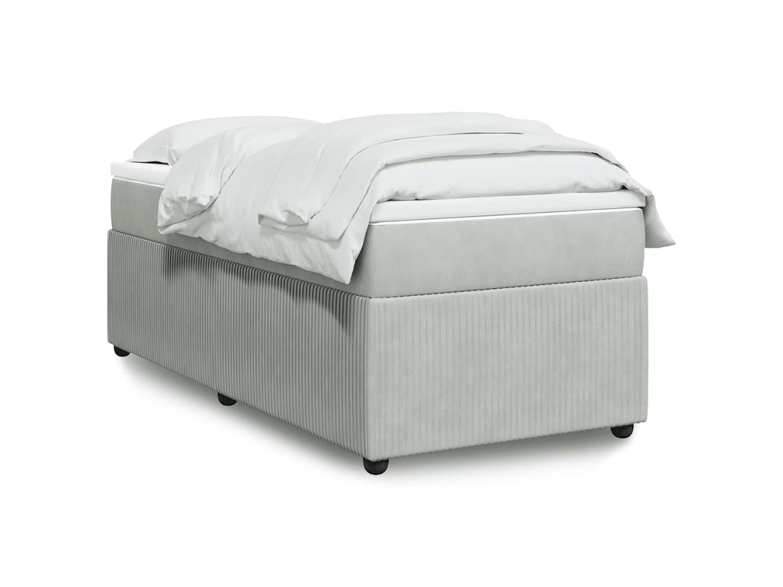 Vidaxl Cama Com Molas/colchão 80x200 Cm Veludo Cinza-claro