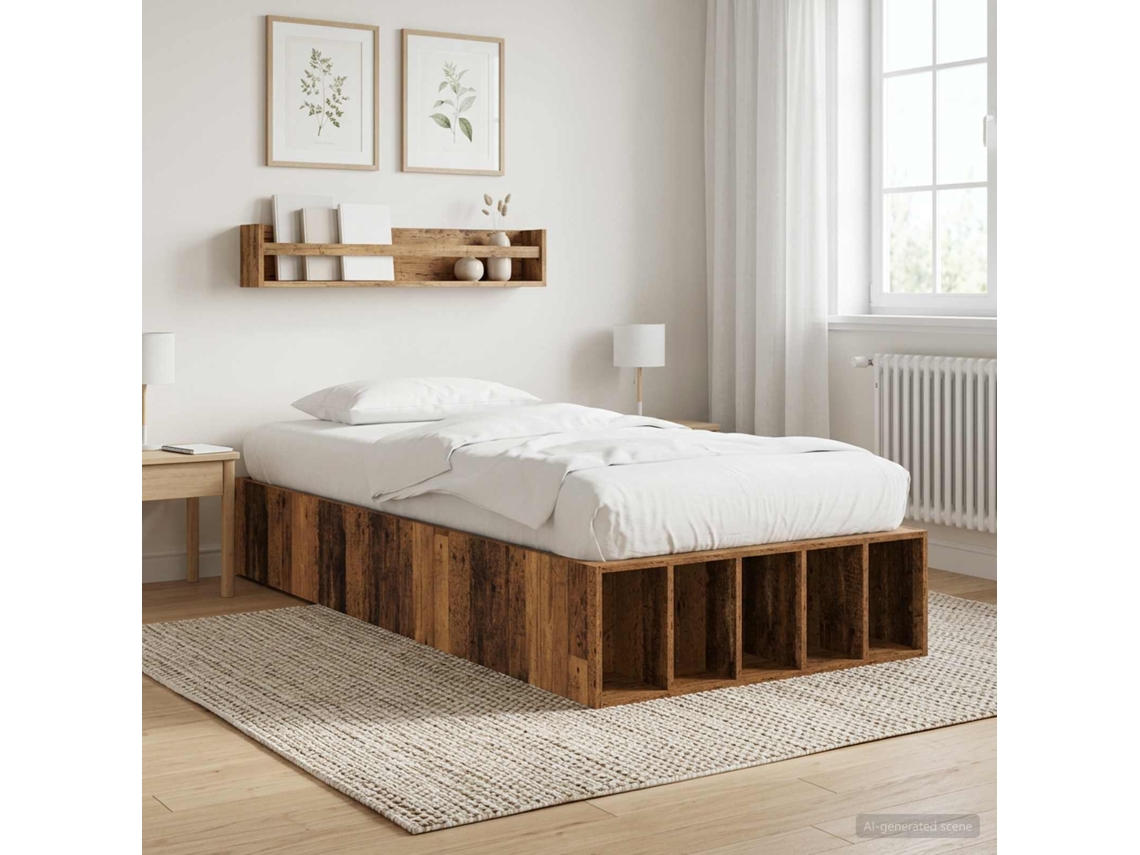 Vidaxl Estrutura De Cama Com Armazenamento Madeira Antiga 80 X 200 Cm