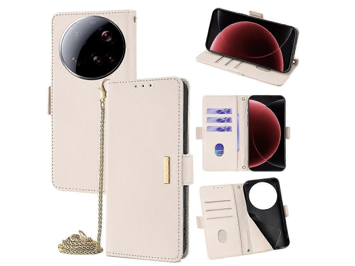Capa De Couro Com Corrente Transversal Para Xiaomi 15 Ultra