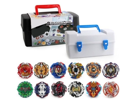 12 piões Burst Turbo com lançadores e caixa de armazenamento - - Gyro Pocket Box Pro - preto GOBRO