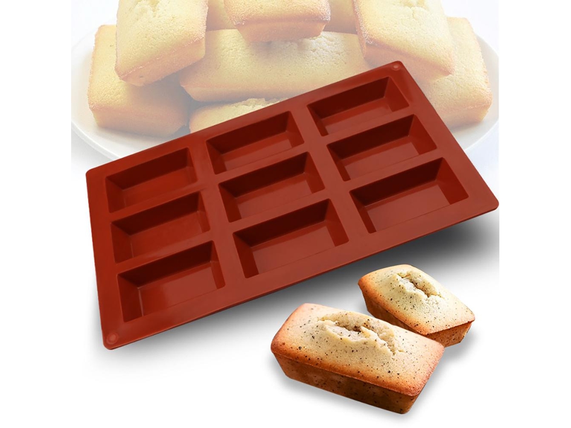 Ronjoe-molde De Silicone Flexível Para Bolo Retangular 9 Caviades Para Chocolate Sabão Diy