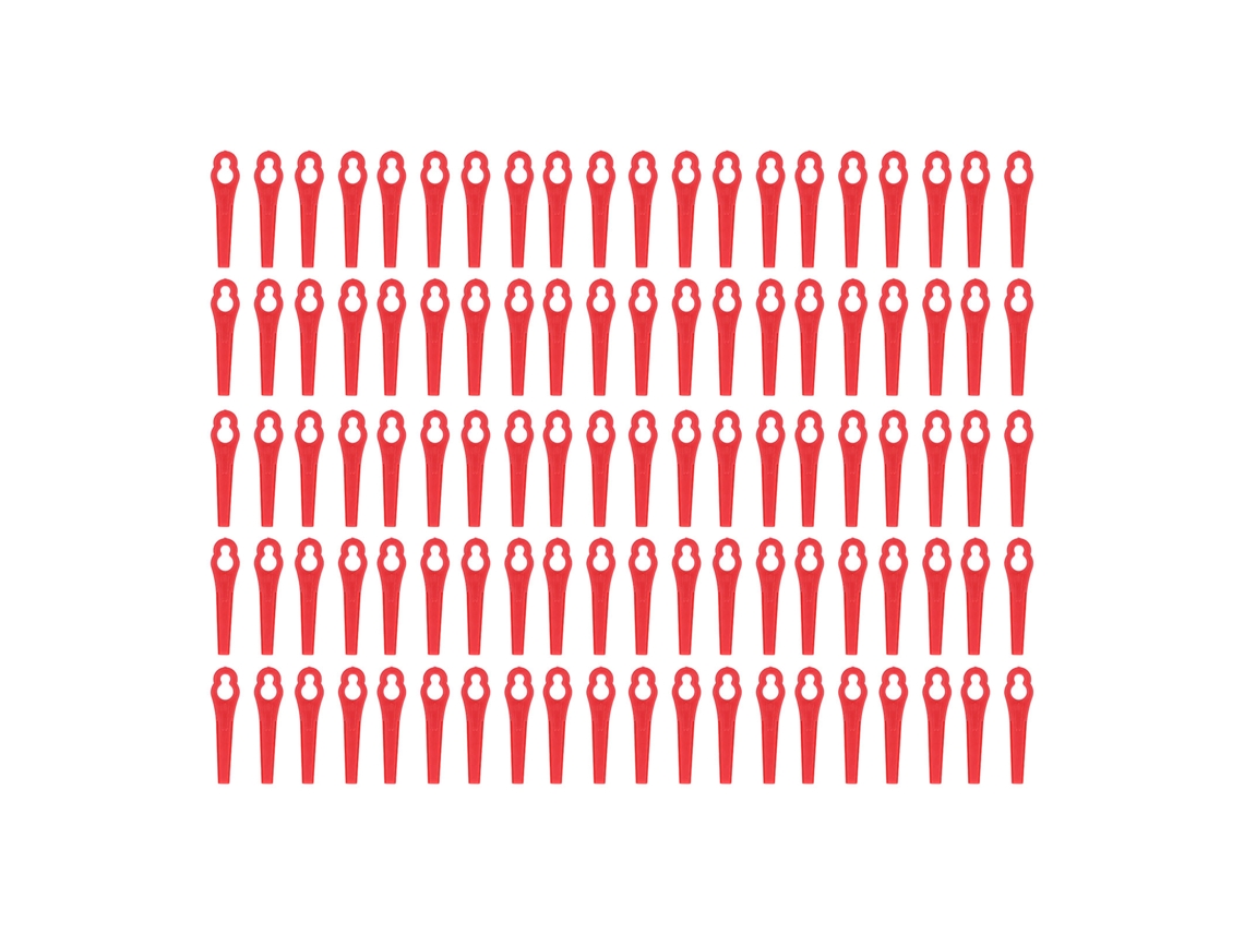 100 Lâminas de Corte de Plástico para Cortador de Grama, Acessórios para Poda de Jardim, Lâmina de Reposição para Cortador de Grama Vermelho