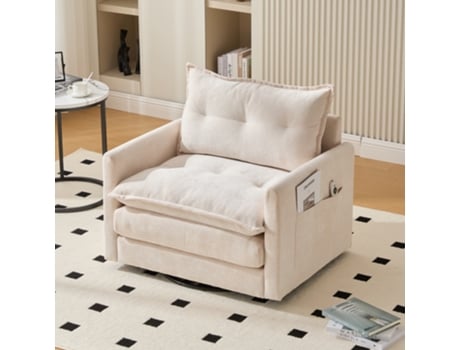 Poltrona giratória 360° com apoio de braço, sofá individual de estilo moderno com almofadas Panshiyuan (92 x 74 x 67 cm)