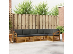 Vidaxl Conjunto De Sofá Sectional 6 Pcs Natural E Antracite