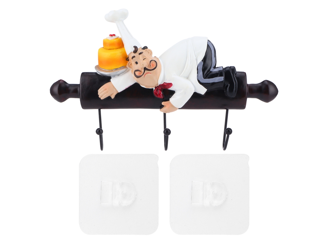 Gancho De Parede Cartoon Chef Laxiscreed Com Auto-adesivo Para Cozinha E Hotel