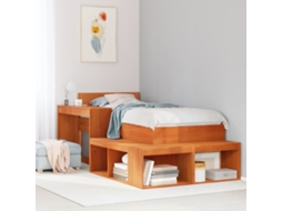Vidaxl Mesa De Cabeceira C/ Secretária 222x107x75cm Pinho Castanho-mel