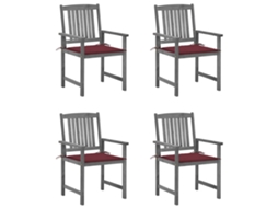 Cadeiras De Jardim Com Almofadões 4 Pcs Acácia Maciça Cinza Dkd Home Decor