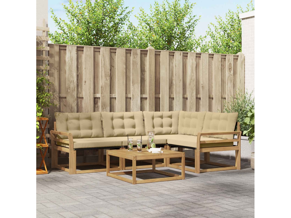 Vidaxl Conjunto De Sofás Para Exterior 5 Unid. Branco E Bege