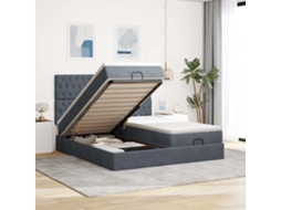 Moldura De Cama Otomana Vidaxl Com Colchão Cinza Escuro Veludo