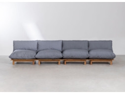 SKLUM Sofá Modular Reclinável de 4 Peças Brina Madeira de Acácia Cinza Antracite (79 x 376 x 118 cm/Altura do Assento: 47 cm)