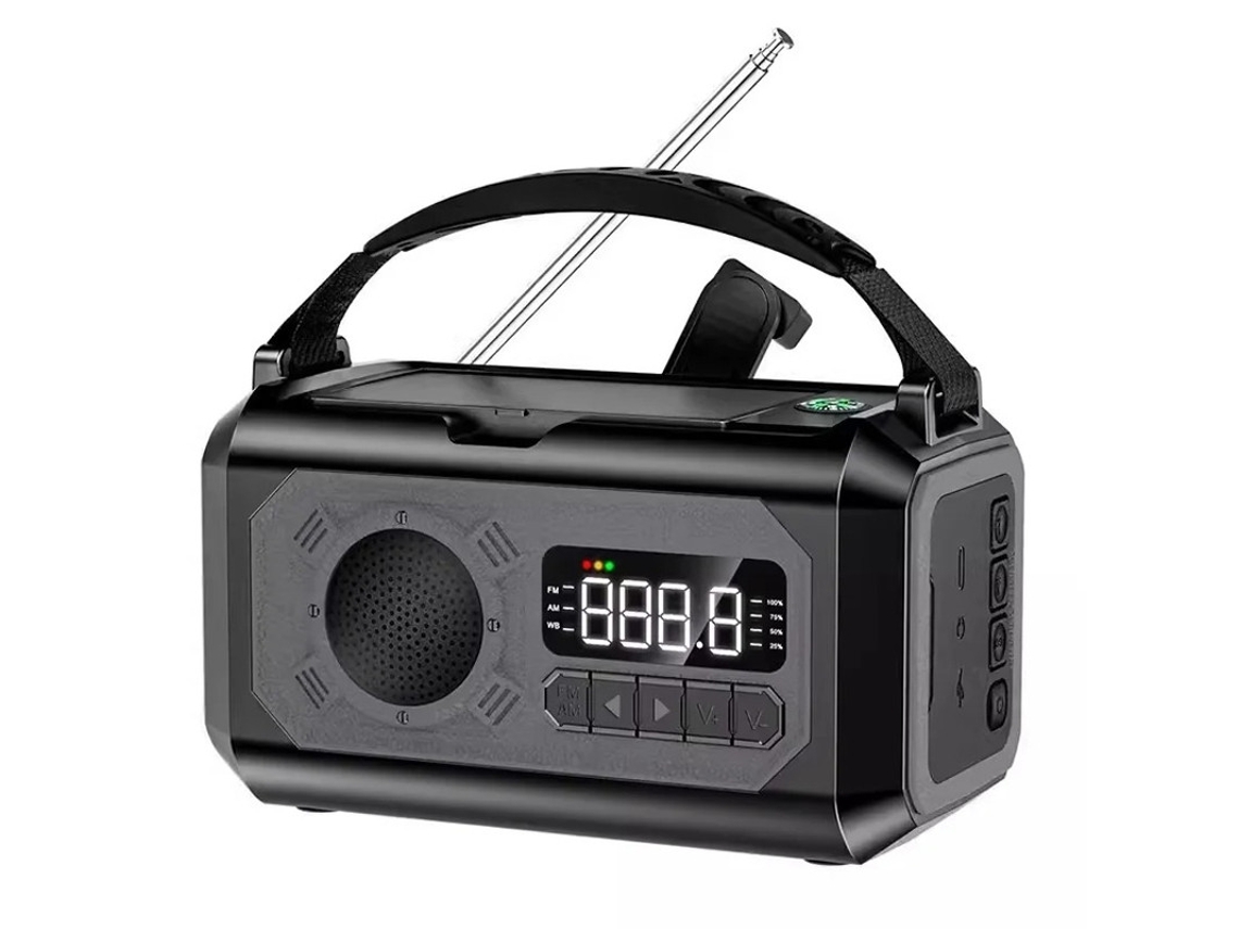 Rádio de manivela solar de 12000mAh com lanterna de emergência BESTVITE (cinza)