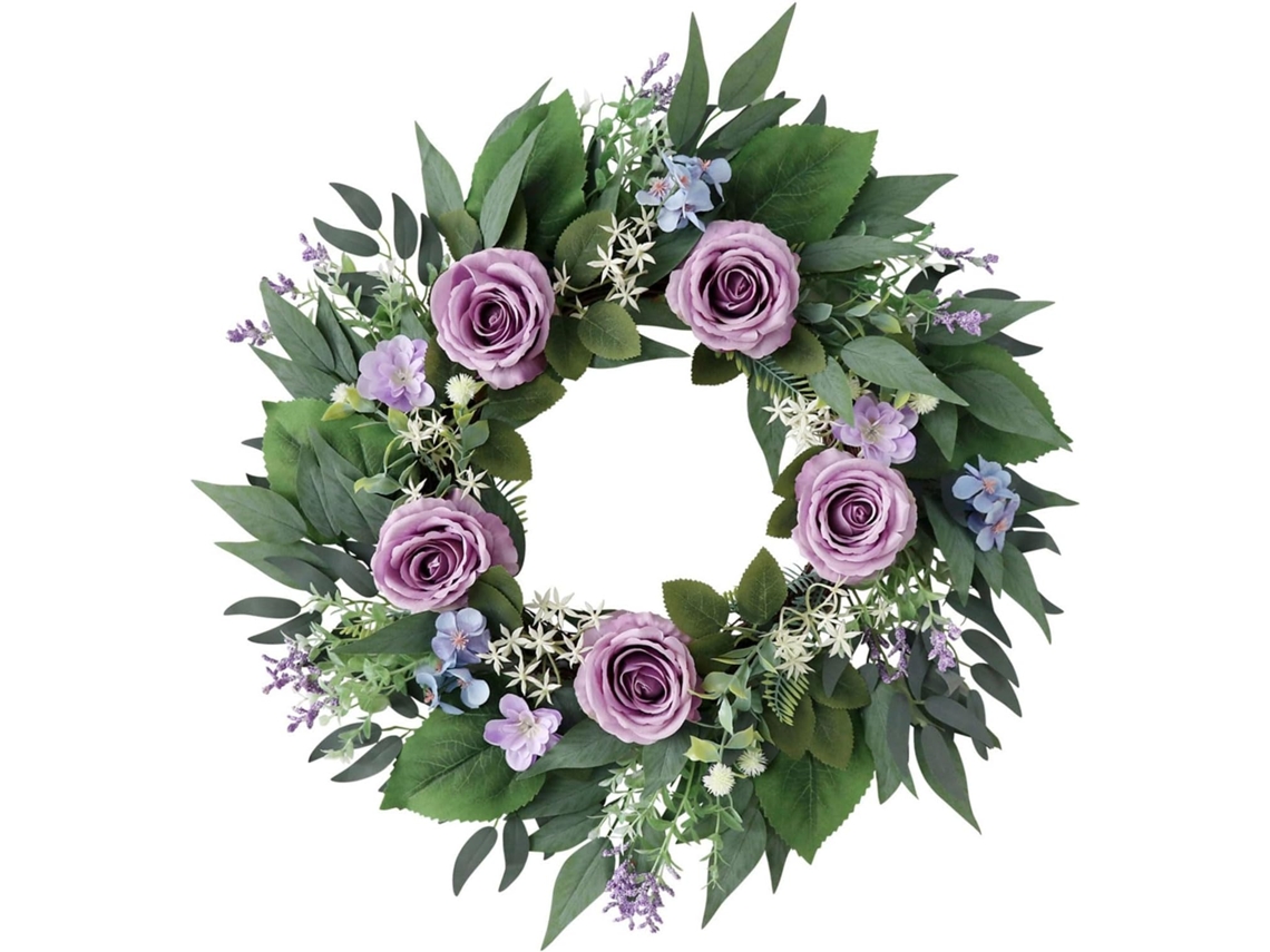 Guirlanda Artificial De Rosas Com Folhas - Decoração Para Porta De Entrada, Jardim, Uso Interno E Externo.