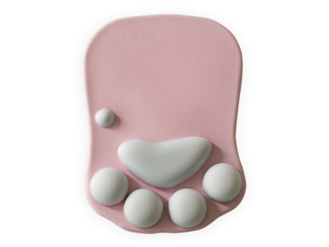 Mouse pad YURU com apoio de pulso, ergonômico, rosa, com gatinho
