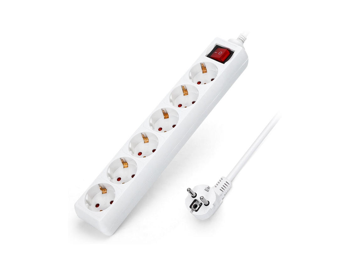 Régua de 6 tomadas com interrutor AIGOSTAR 16A 1.5M Branco