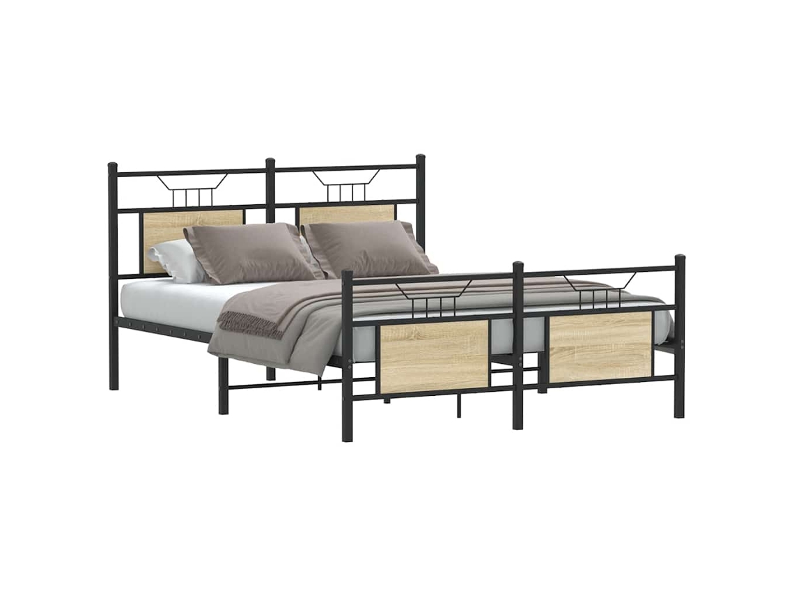 Vidaxl Estrutura Cama S/ Colchão Derivados De Madeira Carvalho Sonoma