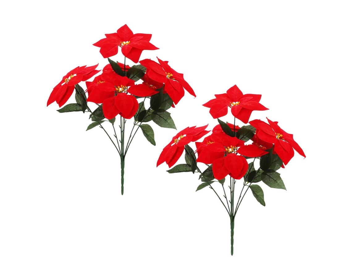 Flor artificial de Poinsettia vermelha, seda, decorativa, Natal, falsa, 50x10cm | S/MARCA