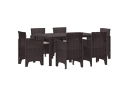 Vidaxl Conjunto De Jantar Para Jardim 7 Unid. Castanho Rattan Polt
