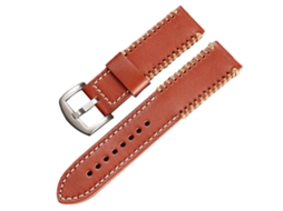 Pulseira De Relógio De Couro (substituição Acessório, Fivela Prata Marrom)