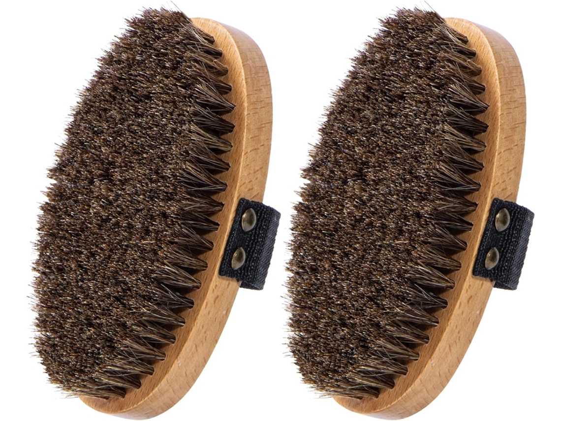 Conjunto De 2 Escovas Secas Para Drenagem Linfática, Cerdas Naturais Para Uso No Chuveiro, Esfoliação Suave Das Costas