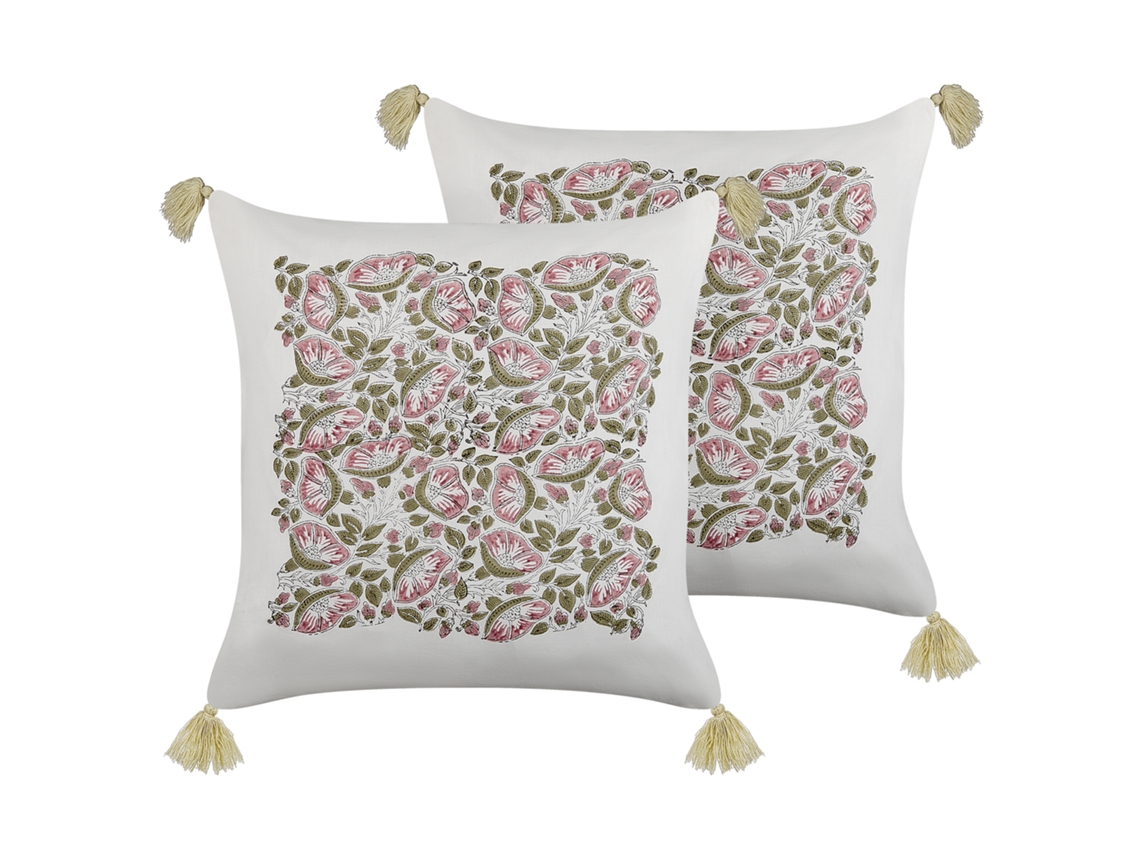 Conjunto de 2 almofadas BELIANI Carissa de Algodão Multicolor 45x45x10