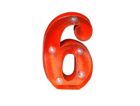 Lâmpada de letra Star Light No. 6 Pusher Design retrô em metal