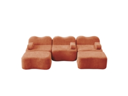 Sofá Beijável com USB, 3 lugares, porta copos, Bege ORBITRA COMMERCE