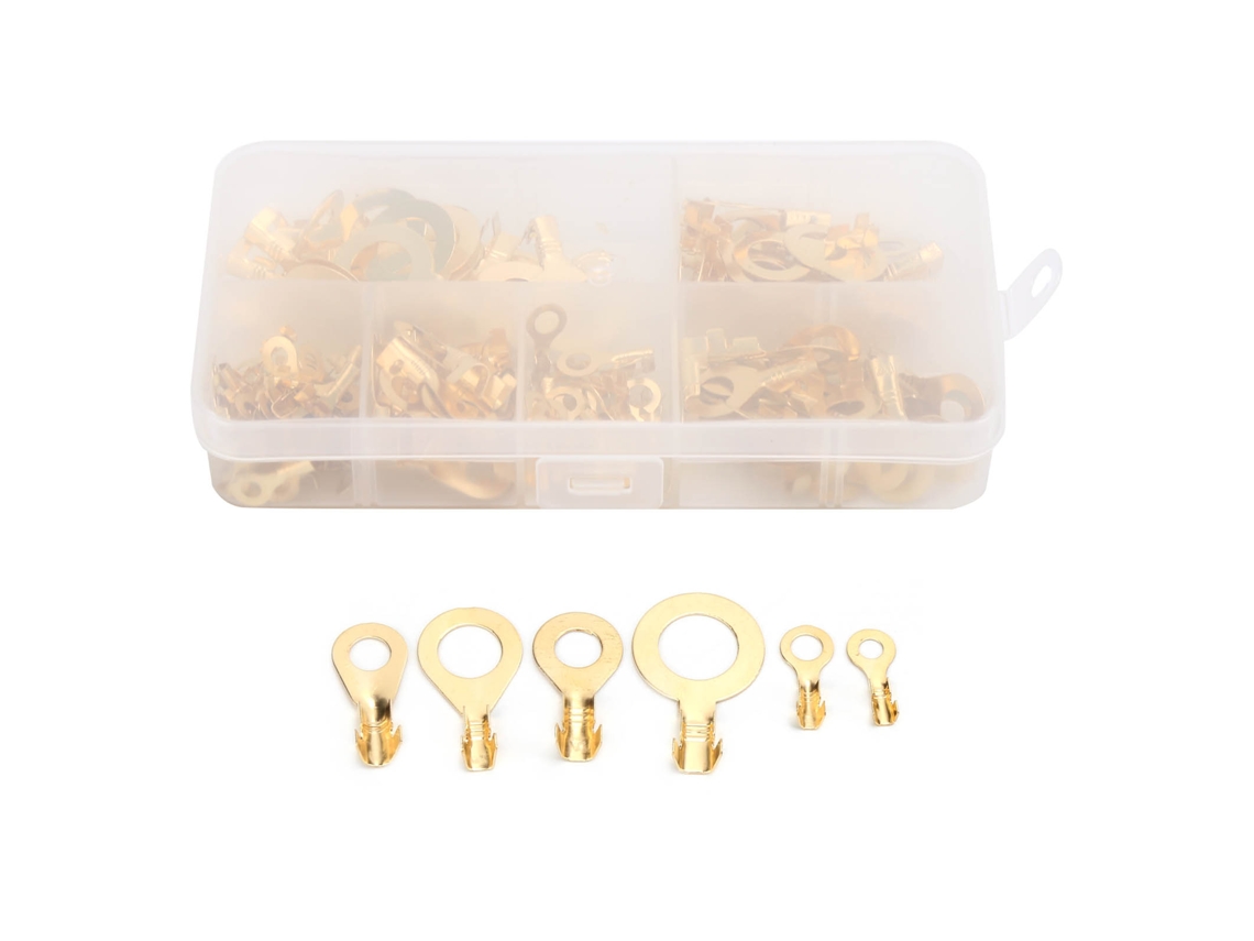 Kit 150 Conectores Anel Latão Dourado Com Caixa