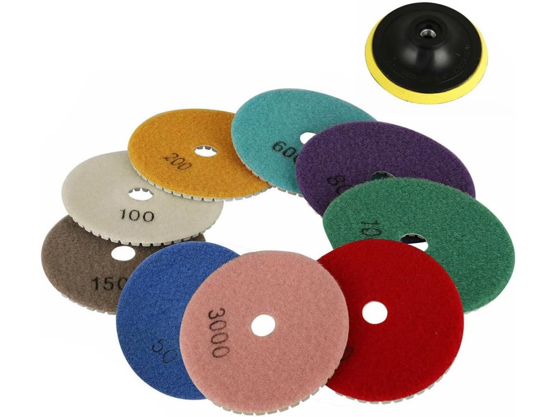 Kit De 10 Discos Polimento Adamas Para Granito E Azulejos, À Base