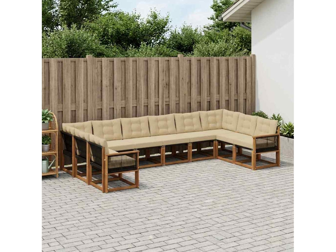 Vidaxl Conjunto De Sofás Para Exterior 10 Pcs Natural E Bege
