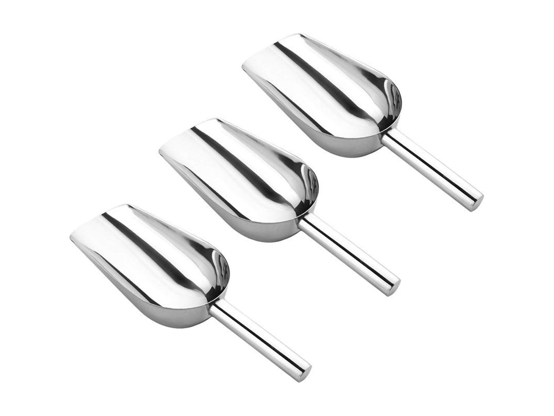 3 Colheres de Gelo de Aço Inox, 8 Polegadas, 5 Onças, para Gelo, Grãos, Comidas Secas, Ferramentas de Bar