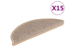 Vidaxl Tapetes Escada Adesivos Aspeto Sisal 15pcs 56x17x3cm Bege-claro