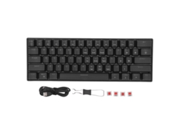 Lurelia Teclado Usb, Com Fio, 61 Teclas, Mecânico, Led, Gaming, Compacto, Retro