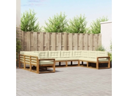 Vidaxl Conjunto De Sofás Para Exterior 9 Unid. Natural E Creme