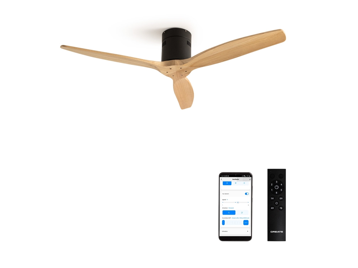 Create - Wind Calm - Ventilador De Teto Silencioso De 40 W Com Pás Técnicas Em Abs De Vários Tamanhos