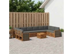 Vidaxl Conjunto De Sofás Para Exterior 8 Pcs Natural E Antracite
