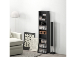 Scaffale Porta Cd Con 6 Ripiani Regolabili, Capacità Di 260 Cd/120 Dvd, 33x24x140 Cm, Nero