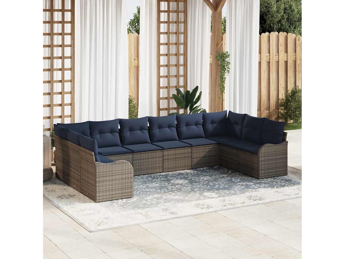 Vidaxl Conjunto De Sofás 10 Unid. Cinzeto Poliéster