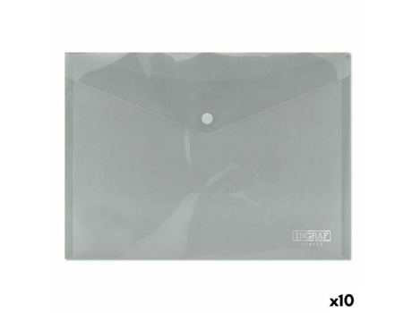 Portadocumentos INGRAF Plástico Transparente Fecho A4 (10 Unidades)