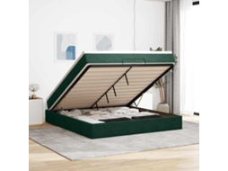 Vidaxl Estrutura De Cama Otomana Com Colchão 160x200 Cm Verde Escuro