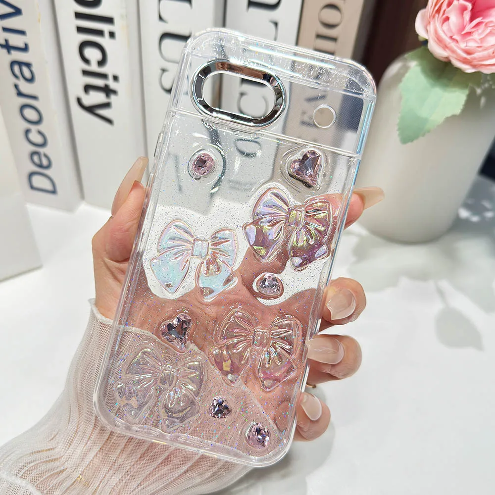 Capa De Celular Decorativa Com Glitter (pixel 10 Pro Xl De 4 Teclas), Transparente E Resistente A Impactos.
